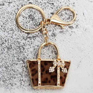 Rhinestone Leopard Bag Charm/Keychain